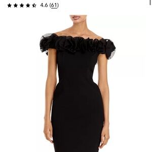 Aidan Mattox Black Strapless Dress with Ruffle Detail